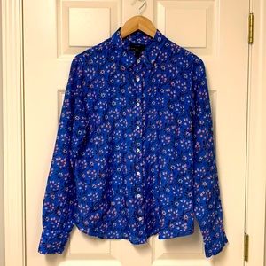 J.Crew beautiful blue patterned cotton & silk